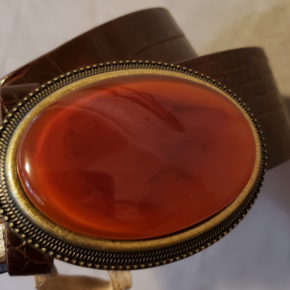 Chico's Leather Belt and Amber Buckle